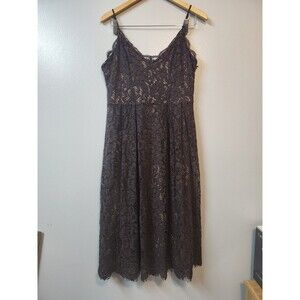 H&M Brown Lace Dress Women's Size 8 Midi Fit Flare
